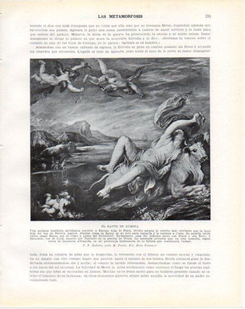 LAMINA V34282: El rapto de Europa por Rubens