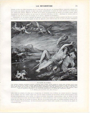 LAMINA V34282: El rapto de Europa por Rubens