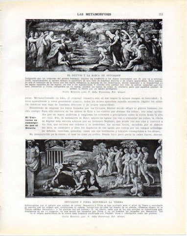 LAMINA V34276: El diluvio y la barca de Deucalion por Giulio Romano