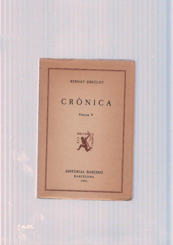 Cronica volumen V de Bernard Desclot
