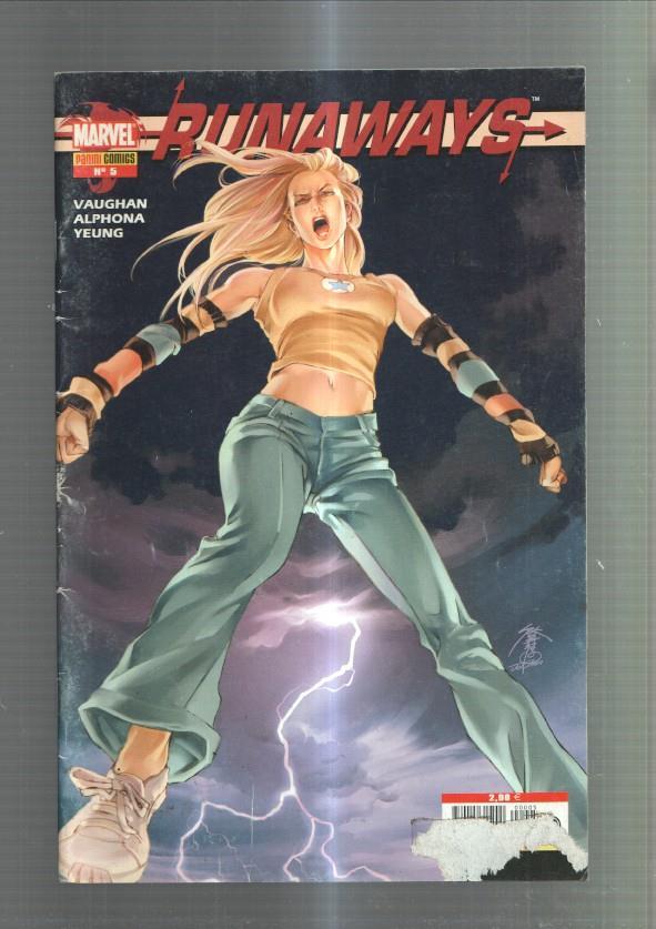 Panini: Runaways año 1 numero 05: Erial adolescente (roto parte inferior cubierta segun imagen)