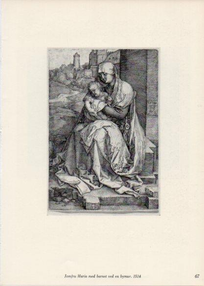 LAMINA V35665: Albrecht Durer. Jomfru Maria med barnet, ved en bymur