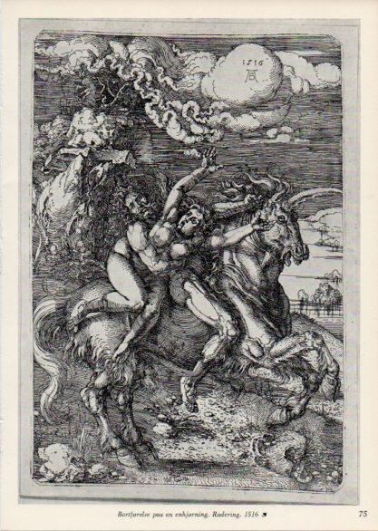 LAMINA V35669: Albrecht Durer. Bortforelse paa en enhjorning