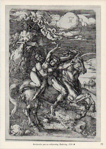 LAMINA V35669: Albrecht Durer. Bortforelse paa en enhjorning