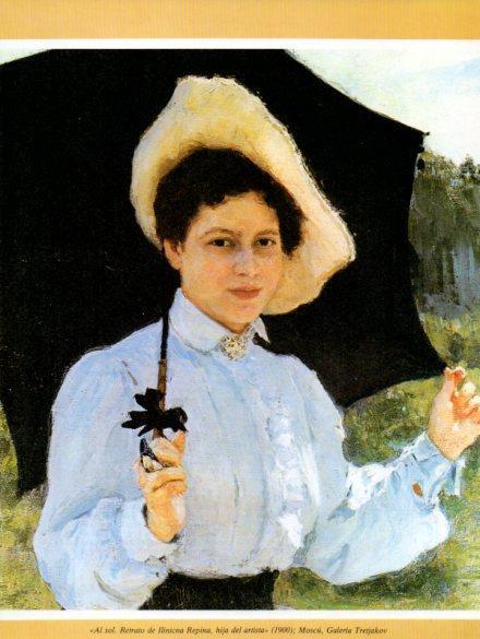 LAMINA V35746: Al Sol, retrato de Ilinicna Repina hija del artista por E. Repin