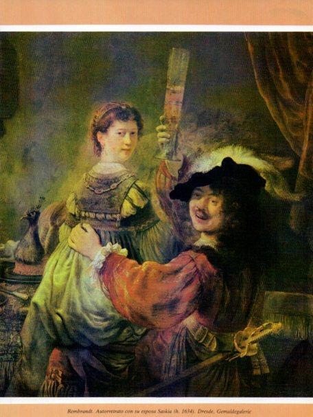 LAMINA V35740: Autorretrato don su esposa Saskia por Rembrandt