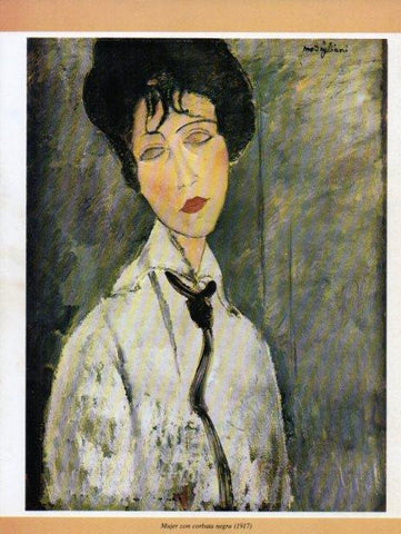 LAMINA V35721: Mujer con corbata negra por Modigliani