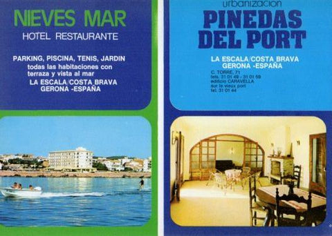 LAMINA V35573: Publicidad Hotel Nieves Mar y Urbanizacion Pinedas del Port en La Escala, Gerona