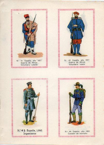 LAMINA V35533: Soldado voluntario catalan y vasco, ingeniero y cazador de montaña