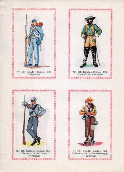 LAMINA V35543: Coronel de Caballeria y soldados Infanteria de la Union y Confederacion, Estados Unidos