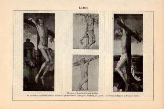 LAMINA V36098: El bueno y el mal ladron por Memling