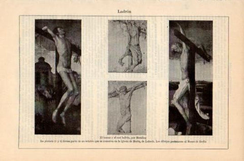 LAMINA V36098: El bueno y el mal ladron por Memling
