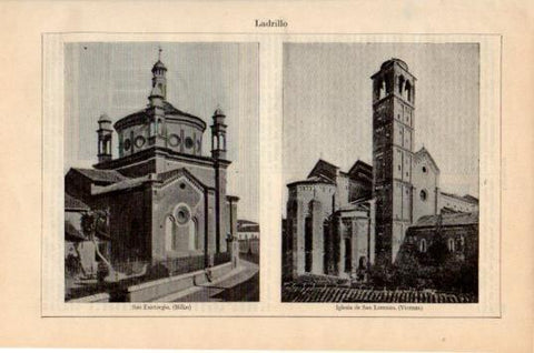 LAMINA V36096: San Eustorgio en Milan e Iglesia de San Lorenzo en Vicenza