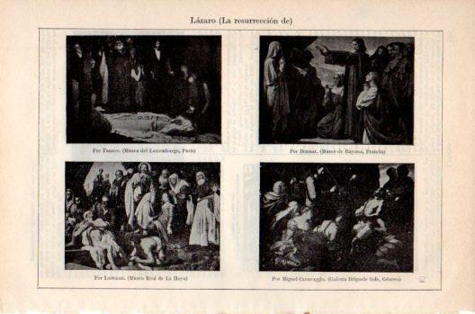 LAMINA V36164: La resurrecion de Lazaro por Tanner, Bonnat, Lastman y Caravaggio