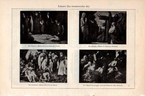LAMINA V36164: La resurrecion de Lazaro por Tanner, Bonnat, Lastman y Caravaggio