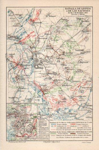 LAMINA V36254: Mapa de la batalla de Leipzig o de Las Naciones