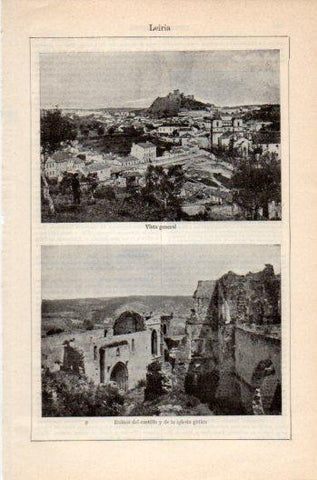 LAMINA V36250: Vista y ruinas del castillo de Leiria, Portugal