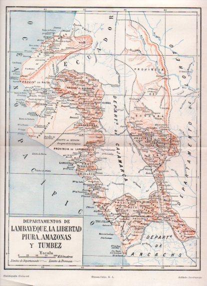 LAMINA V36278: Mapa de Lambayeque, La Libertad Piura, Amazonas y Tumbez