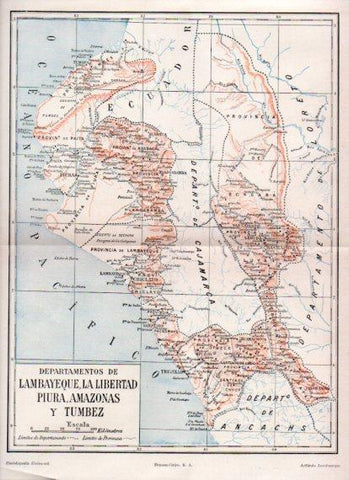 LAMINA V36278: Mapa de Lambayeque, La Libertad Piura, Amazonas y Tumbez