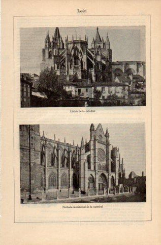 LAMINA V36271: Abside y fachada de la Catedral de Leon