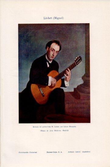 LAMINA V35861: Retrato del guitarrista M. Llobet por Lopez Mezquita