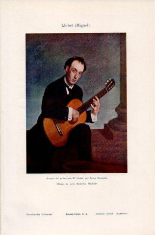 LAMINA V35861: Retrato del guitarrista M. Llobet por Lopez Mezquita
