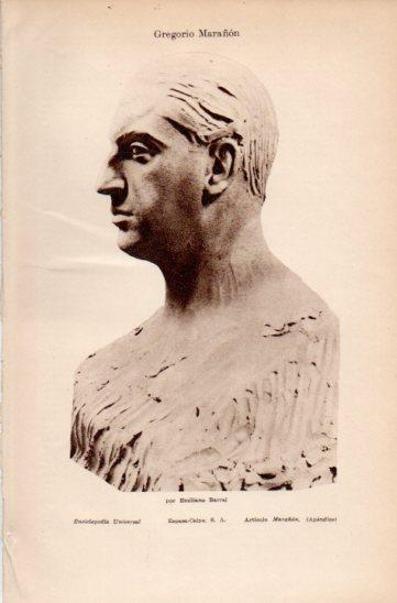 LAMINA V35852: Busto de Gregorio Marañon por Emiliano Barral