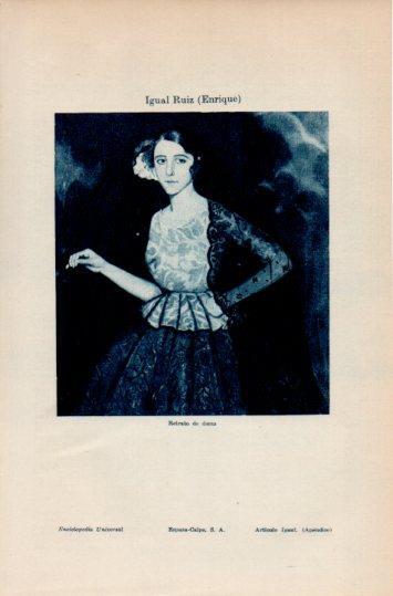 LAMINA V35796: Retrato de dama por Enrique Igual Ruiz