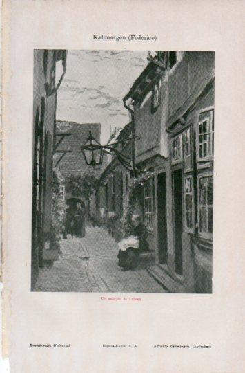 LAMINA V35803: Un callejon de Lubeck por F. Kallmorgen