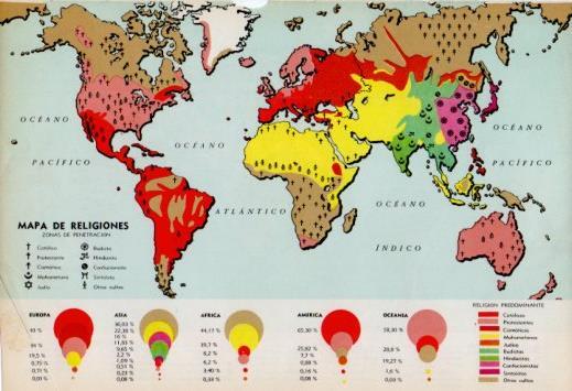 LAMINA V35965: Mapa de religiones del mundo