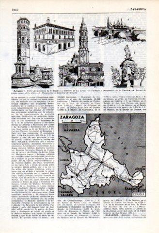 LAMINA V35941: Monumentos y mapa de la provincia de Zaragoza