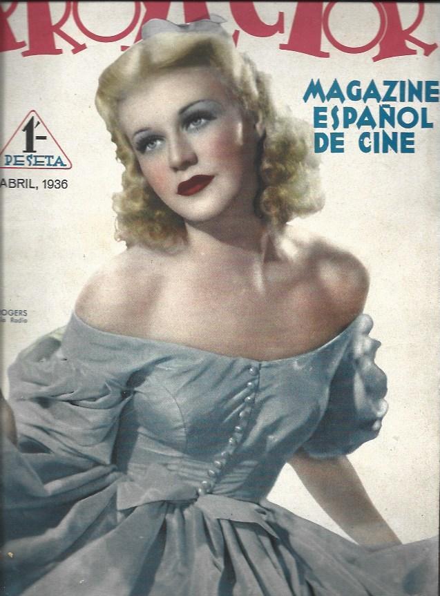 LAMINA 34825: Portada Proyector con Ginger Rogers, abril, 1936