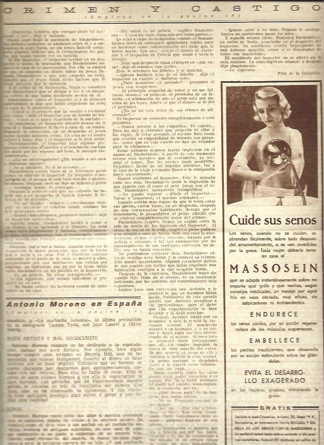 LAMINA 34831: Publicidad de crema de manos Massosein