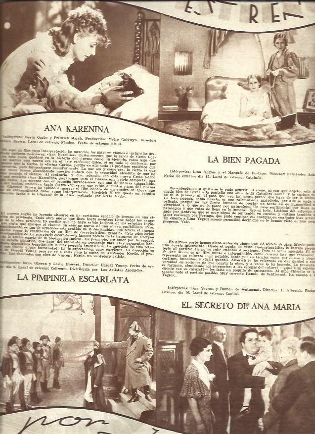 LAMINA 34750: Estrenos de cine en febrero de 1936