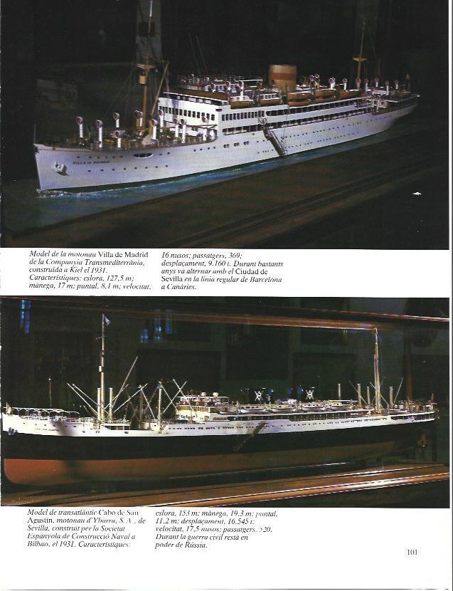LAMINA 34986: Modelo de motonave Villa de Madrid y del transatlantico Cabo de San Agustin