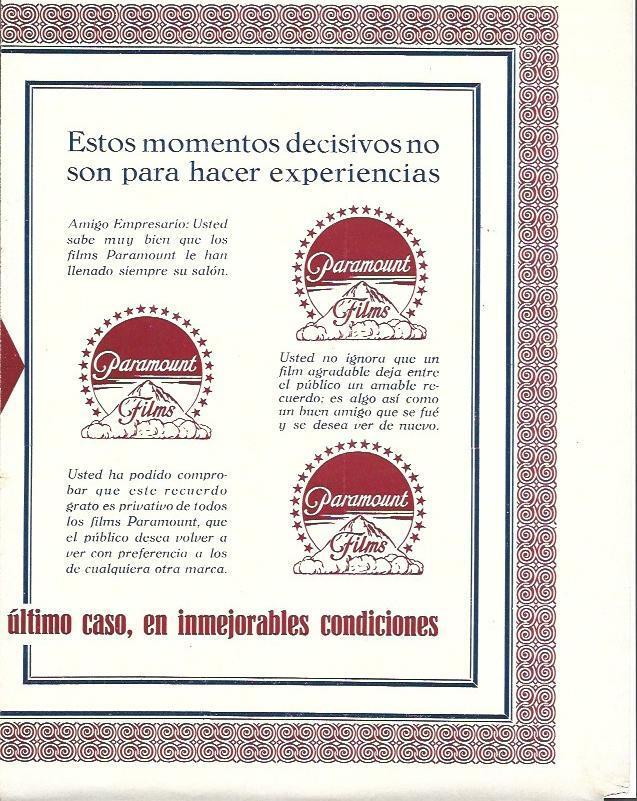 LAMINA 34930: Publicidad de Paramount Films