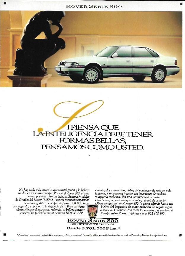 LAMINA 35271: Publicidad de Rover Serie 800