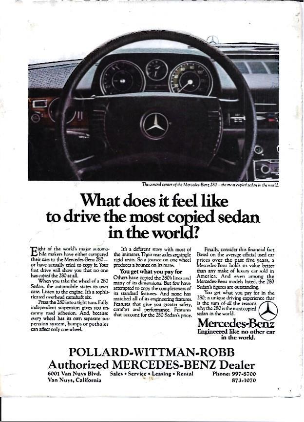 LAMINA 35209: Publicidad del Mercedes Benz 280