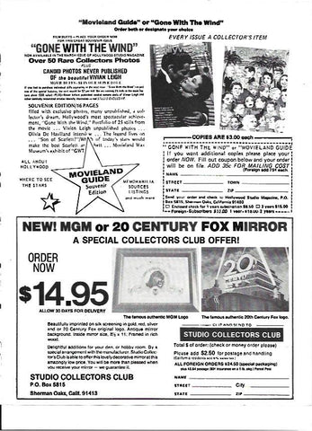 LAMINA 35242: Formulario de susbscripcion al club de coleccionistas de MGM o 20 Century Fox Mirror