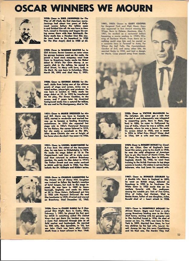 LAMINA 35339: Ganadores de Oscars fallecidos, entre ellos Marie Dressler, Ronald Colman o Clark Gable