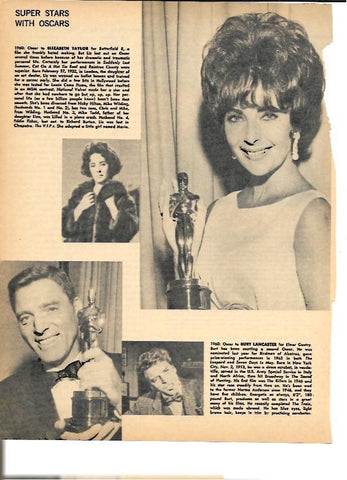 LAMINA 35329: Elizabeth Taylor y Burt Lancaster con sus Oscars
