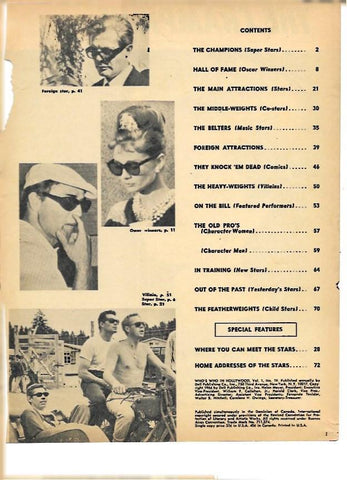 LAMINA 35325: Contraportada de la revista Who s Who in Hollywood 1964