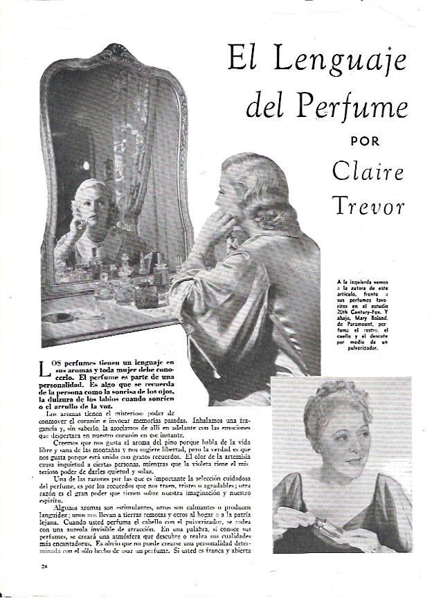 LAMINA 35068: Articulo sobre perfumes con Claire Trevor