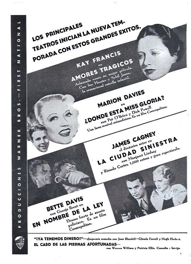 LAMINA 35060: Anuncio cuatro producciones de Warner Bros.