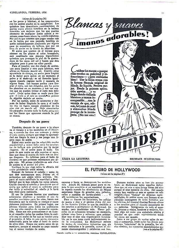 LAMINA 35073: Publicidad crema de manos Hinds