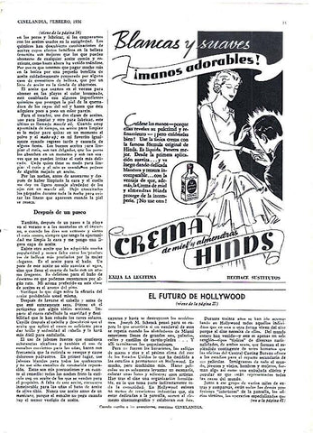 LAMINA 35073: Publicidad crema de manos Hinds