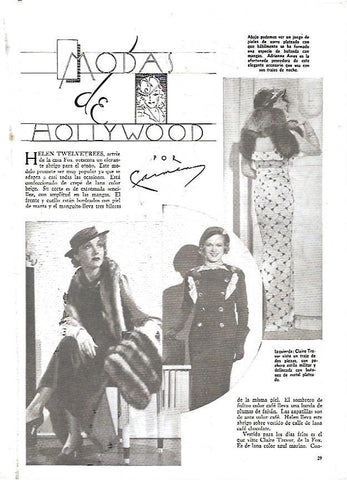 LAMINA 35017: Modas de Hollywood con Adrienne Ames, Helen Twelvetrees y Claire Trevor