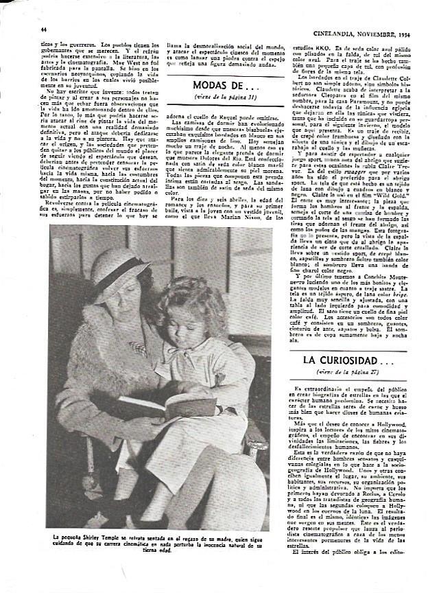 LAMINA 35009: Shirley Temple sentada en el regazo de su madre
