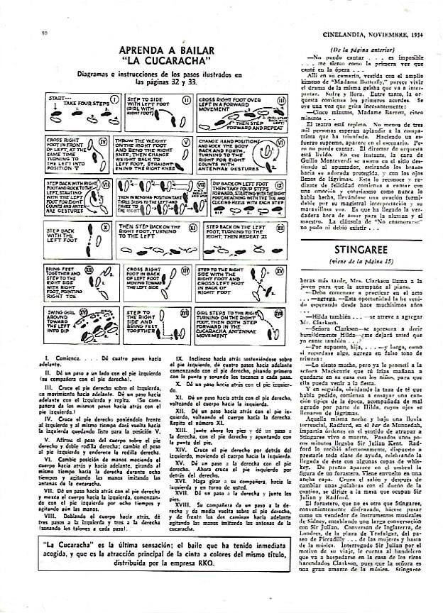 LAMINA 35006: Instrucciones de baile de La Cucaracha