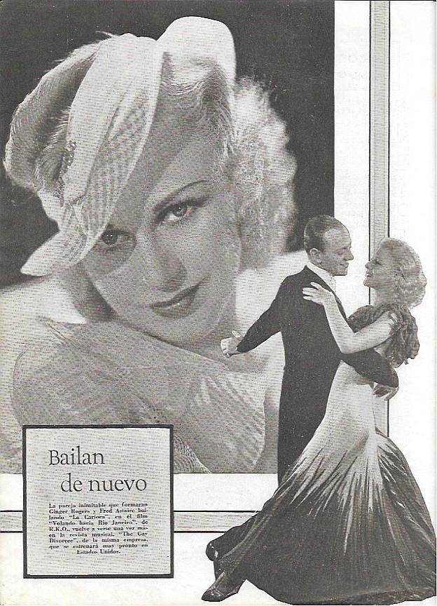 LAMINA 35025: Ginger Rogers y Fred Astaire en Volando hacia Rio de Janeiro